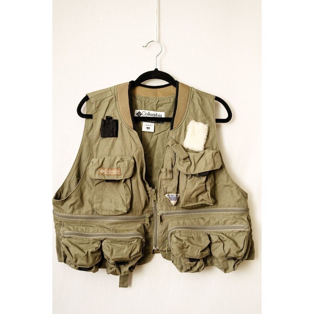 Columbia fishing hunting photography vest green pockets utility performance gorp